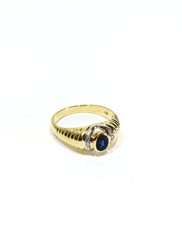 Bague 54.5 Bague or jaune diamants saphir 58 Facettes