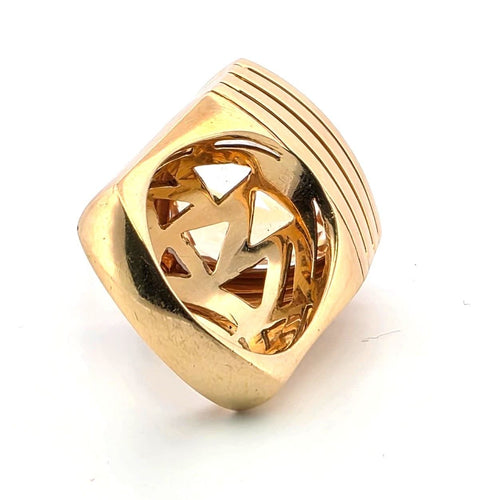 Bague Bague en or jaune massif avec une grosse citrine 58 Facettes