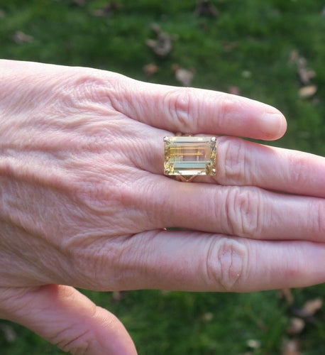 14 ayar pembe altın 13 karat sitrin kokteyl yüzüğü 