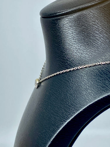 Collier Pendentif coeur et sa chaîne en or blanc, diamant 0,20 carat 58 Facettes AB626