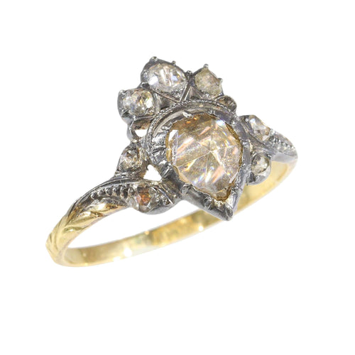 Bague 56 Cœur couronné : une bague en diamant rococo du XVIIIe siècle d'une rare beauté 58 Facettes 24246-0398