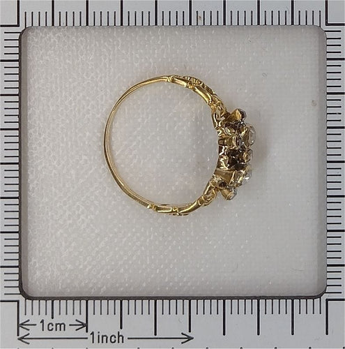 Bague 55 Artisanat du XVIIe siècle : bague baroque en or avec diamants taille table 58 Facettes 23331-0247