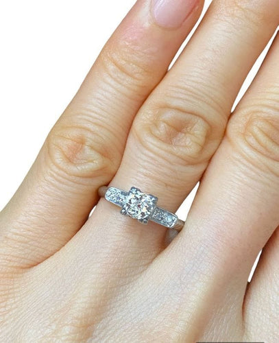 Bague 52.5 Bague art déco en platine et diamants 58 Facettes