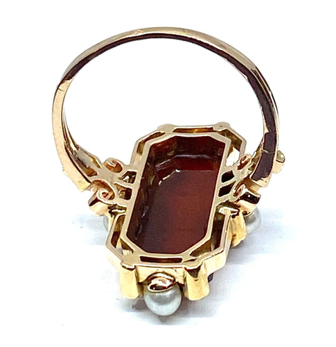 Bague 51 Bague camée sur agate perles fines diamants 58 Facettes AB263