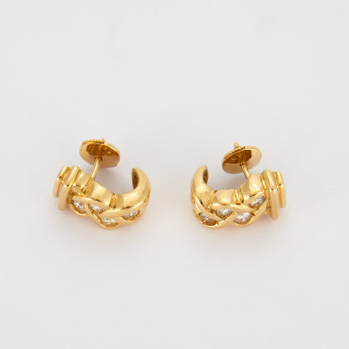 Poloobručové náušnice s diamanty ze žlutého zlata