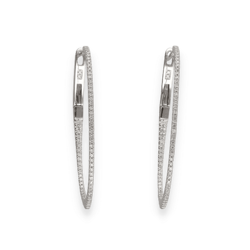 Boucles d'oreilles Boucles d'oreilles creoles en or gris 18 Cts serties de diamants - 0,29 Ct G-VS 58 Facettes FB09958