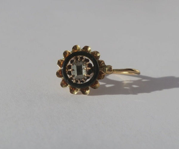 Boucles d'oreilles Mono boucle d’oreille dormeuse provençale XIXe en or rose et diamant 58 Facettes