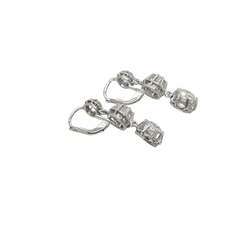 Boucles d'oreilles Paire de Boucles d’oreilles Or blanc et Diamants - Année 1940 58 Facettes 1.0000796/1