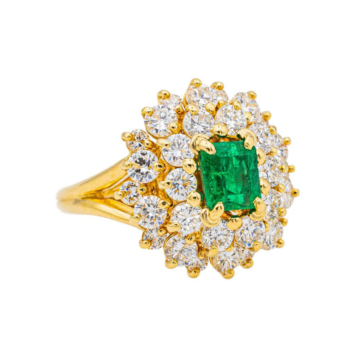 Bague 47.5 Bague Pompadour Or jaune Emeraude, Diamant 58 Facettes 3455379CN