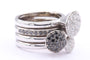 Bague 56 Bague contemporaine en or blanc sertie de diamants noirs et de diamants 58 Facettes B399