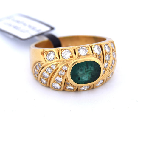 Bague 62 Bague en or jaune avec émeraude 58 Facettes