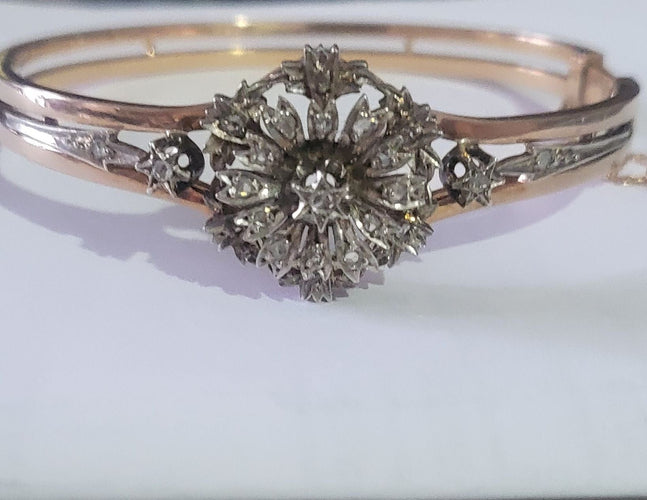 Bracelet Bracelet Napoléon III en or rose serti de diamants 58 Facettes