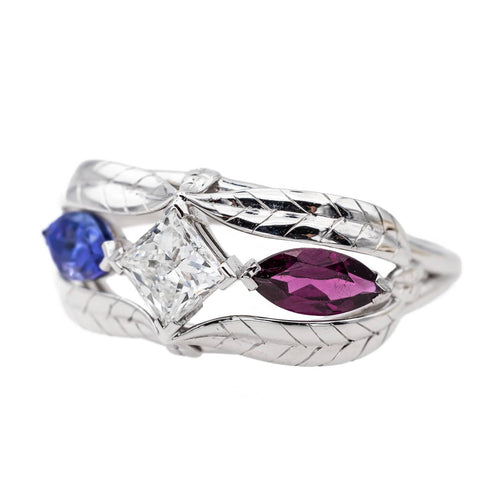 Bague 56 Bague Or blanc Diamant, Tanzanite, Grenat 58 Facettes 3494226RV