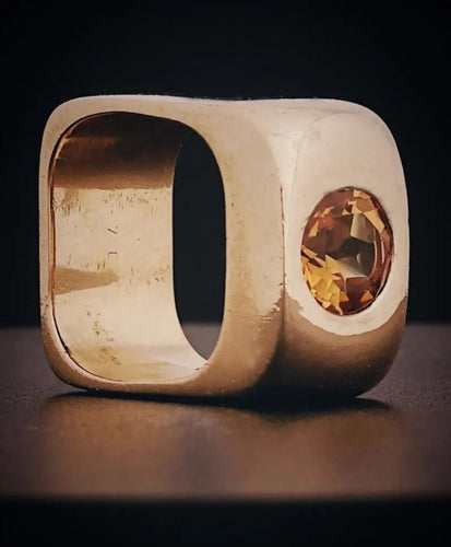Bague 51 Jean DINH VAN, Bague rare en or et citrine, édition originale, 1971 58 Facettes