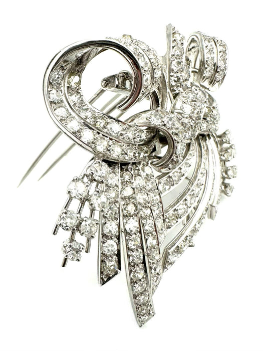 Broche Broche vintage double clips or, platine et diamants 7.5ct 58 Facettes