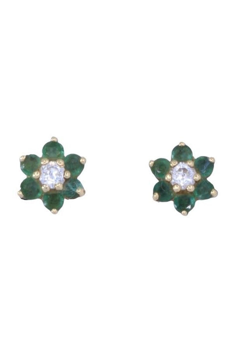 Smaragd- und Diamant-Gänseblümchen-Ohrringe