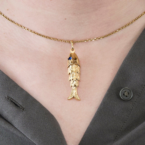 Pendentif Pendentif poisson articulé en or jaune 58 Facettes MEA43002