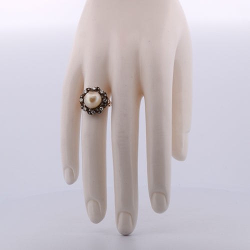 Bague 53 Bague victorienne antique en perles et diamants 58 Facettes