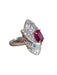 Bague 52 Importante bague en platine rubis et diamants 58 Facettes