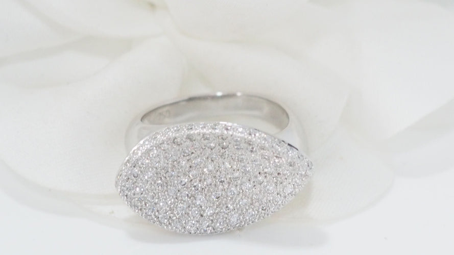 Bague 52.5 Bague feuille en or blanc et diamants 58 Facettes 18487