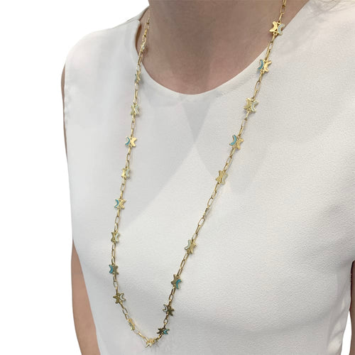 Collier Collier CHAUMET en or jaune et émail « plique-à-jour ». 58 Facettes 34785