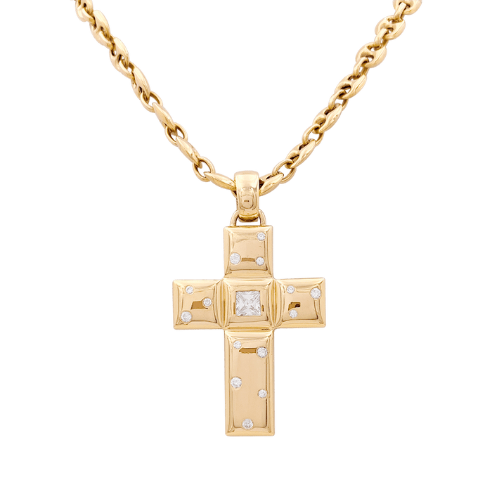 Pendentif Chopard "Croix" or jaune, diamants. 58 Facettes 34196