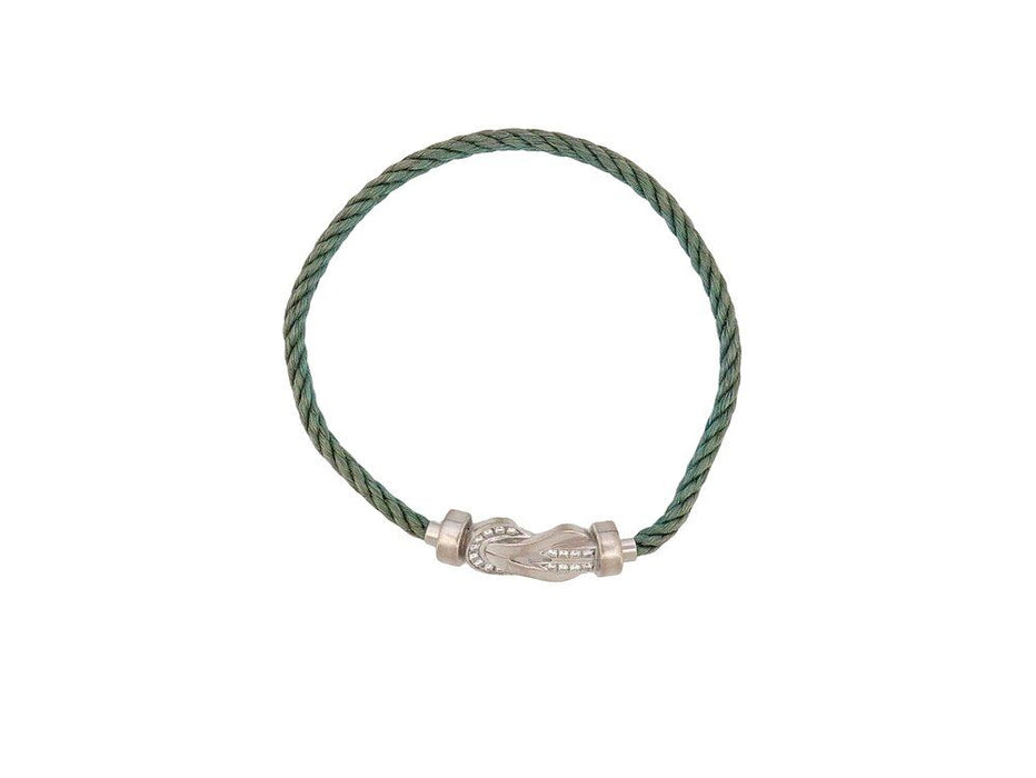 FRED infinite chance bracelet mm diamonds & white gold chain + green cable