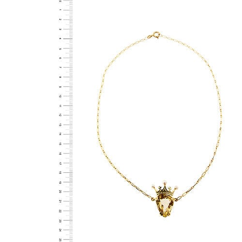 Collier Collier avec couronne, quartz citrine et perles 58 Facettes 38120