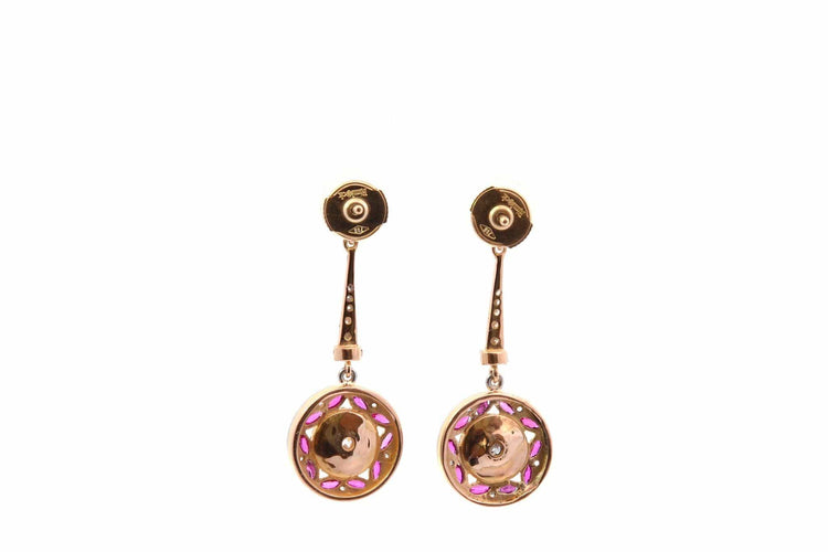 Boucles d'oreilles Boucles d'oreilles art déco diamants et rubis 58 Facettes 27485