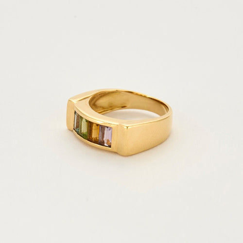 Bague 51,5 Bague or jaune, aigue marine, péridot, citrine, améthyste 58 Facettes RAM26392