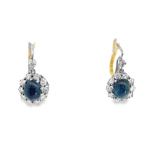 Boucles d'oreilles Timeless gold and platinum Sapphire and Diamond Earrings 58 Facettes UN0086