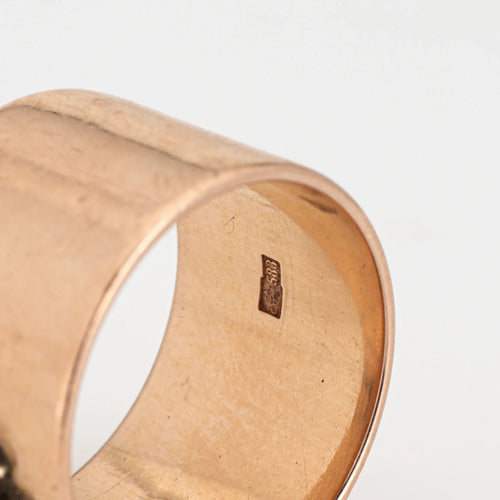 Bague 58 Bague feuille de diamant à large bande vintage en or rose 58 Facettes G13415