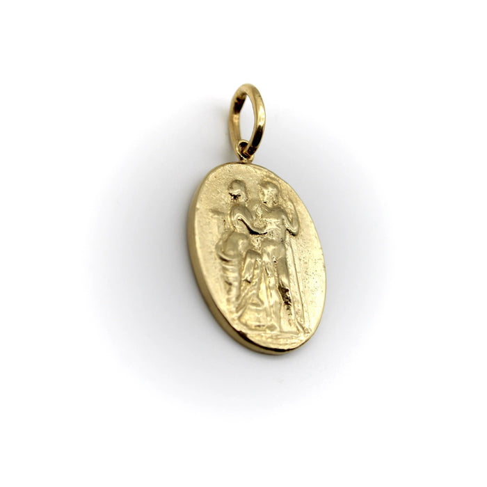 Pendentif Médaillon de Vénus et Mars de renaissance classique de signature d'or 58 Facettes