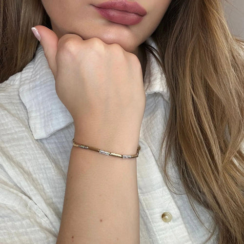 Bracelet Bracelet or jaune et blanc, diamants 58 Facettes BRA-GS38380-3