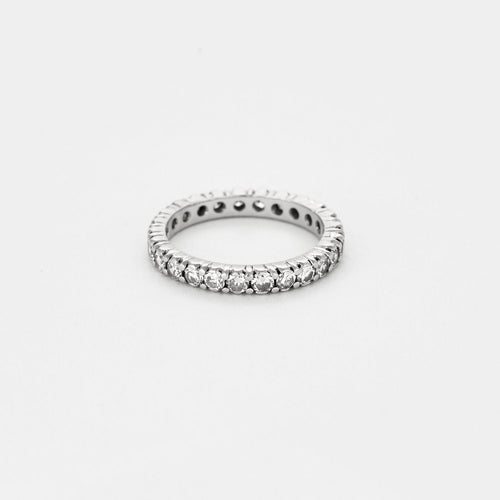 Bague 53,5 Alliance Américaine or blanc et diamants 58 Facettes ROM11862