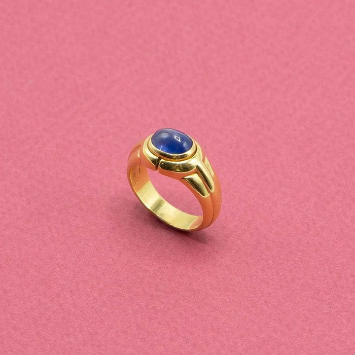 Bague Bulgari yellow gold and cabochon cut sapphire ring 58 Facettes