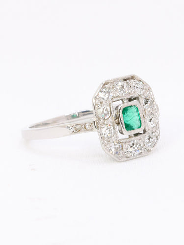 Bague 54 Bague Art Deco émeraude diamants taille ancienne 58 Facettes 1108.9