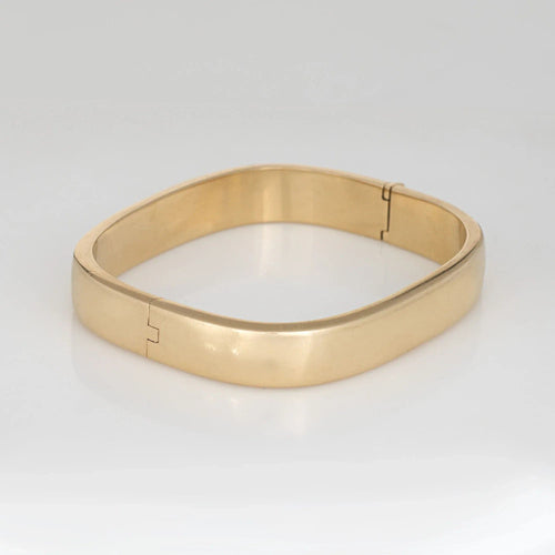 Bracelet Bracelet jonc carré vintage de 10 mm de large en or jaune 14 carats, bijoux fins de domaine, 7 pouces 58 Facettes G13755