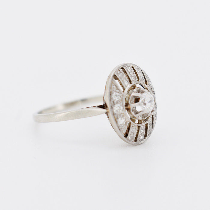 Gold art deco ring platinum and diamonds