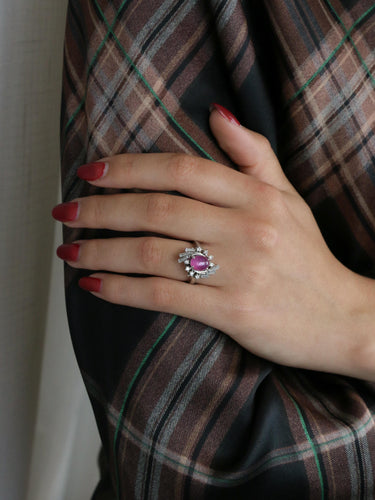 Bague 49.5 Bague marguerite rubis étoilé diamants 58 Facettes 1131.2