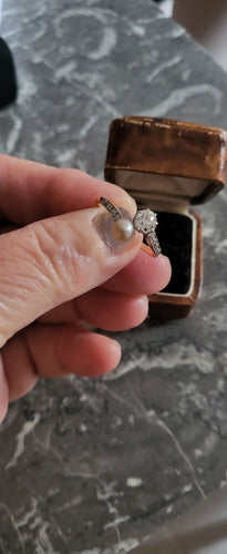 Bague 53 Belle Epoque Bague Toi et Moi en or blanc, diamants, perle naturelle 58 Facettes
