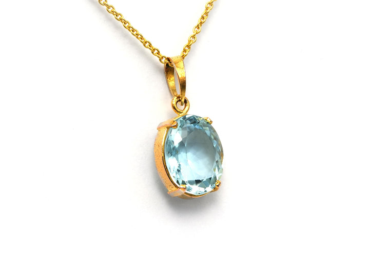 Pendentif Pendentif contemporain or jaune, aigue-marine 58 Facettes 22818