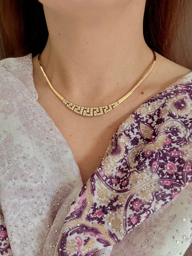 Collier Vintage Italian Chocker Necklace Or jaune et Diamants 58 Facettes