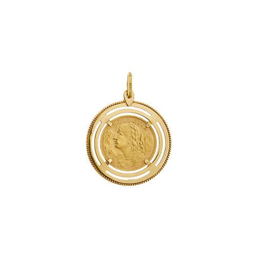 Pendentif Pendentif en or jaune avec pièce de monnaie 58 Facettes 39066