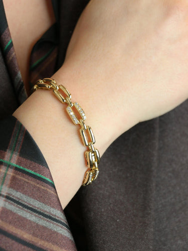 Bracelet Bracelet vintage maille rectangle or jaune diamants 58 Facettes 1085.1