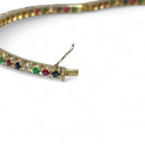 Bracelet Bracelet jonc rivière rubis émeraudes saphirs diamants 58 Facettes 332