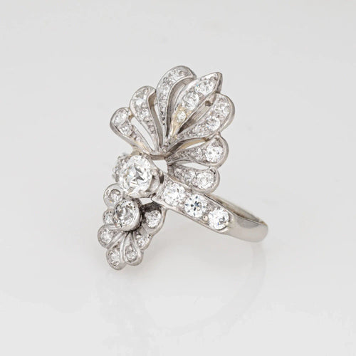 Bague 54 Bague Art Déco vintage en diamant 1 carat, taille 4,5, cocktail en grappe, bijou de succession raffiné 58 Facettes G13577