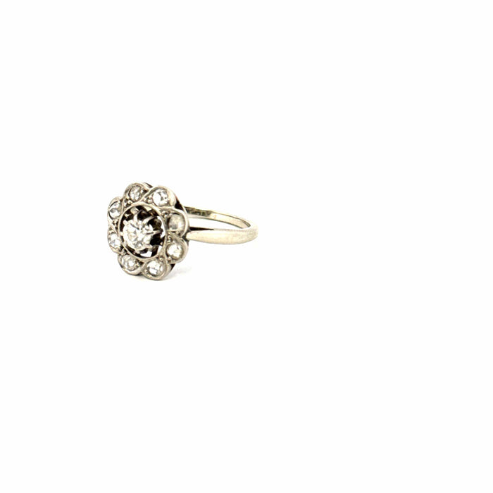 Bague 52 Bague Marguerite Or Blanc 18k & Diamants 58 Facettes 104-GS34888-2