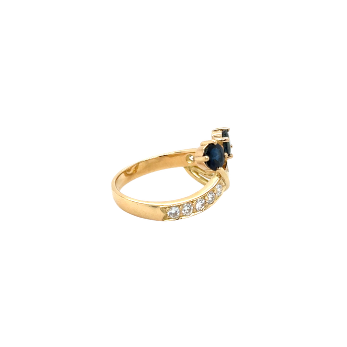 Yellow gold sapphire diamond ring