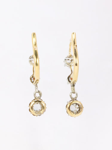Boucles d'oreilles Dormeuses diamants taille rose or jaune 58 Facettes 1140.5